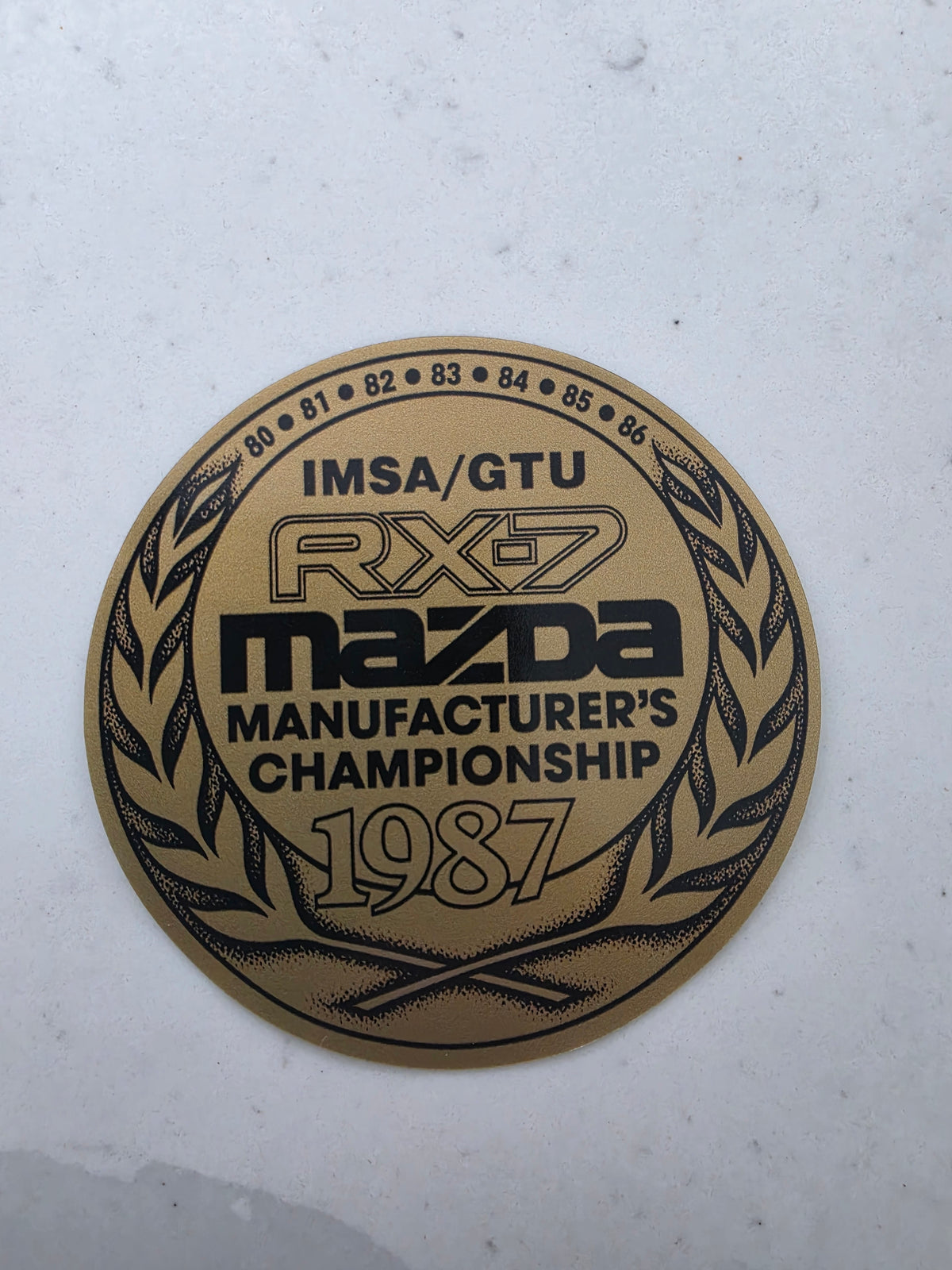 1987 Mazda Rx-7 Racing Sticker Sticks To Inside Of Glass.