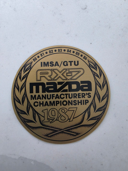 1987 Mazda Rx-7 Racing Sticker Sticks To Inside Of Glass.
